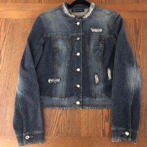 INC RHINESTONE DENIM JACKET